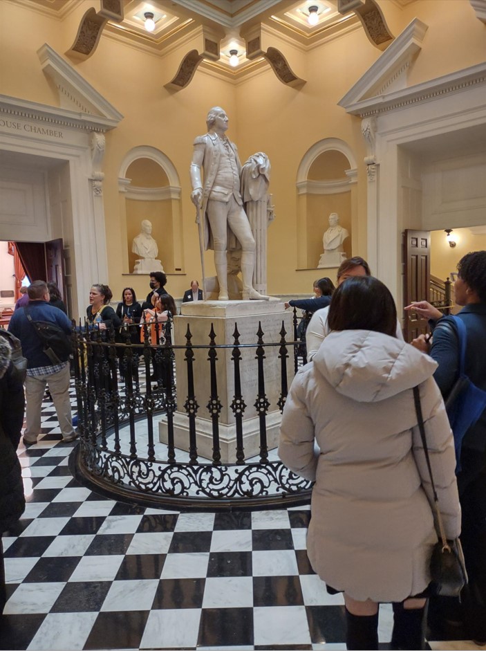 Virginia is the "Mother of Presidents," but the group of dead presidents were silent as we herded the cats in the Rotunda for the obligatory group photo.
